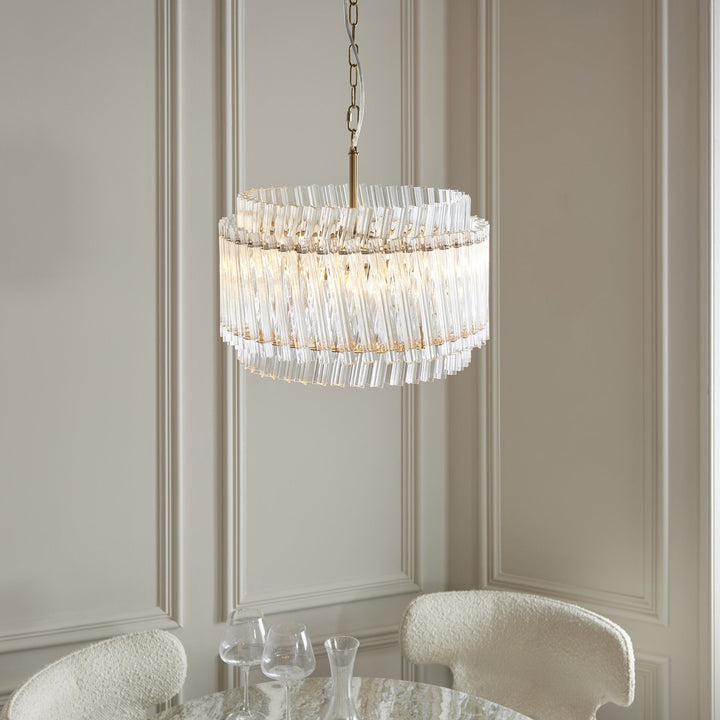 Endon 114214 3 Light Pendant Brushed Aged Brass Plate & Clear Glass