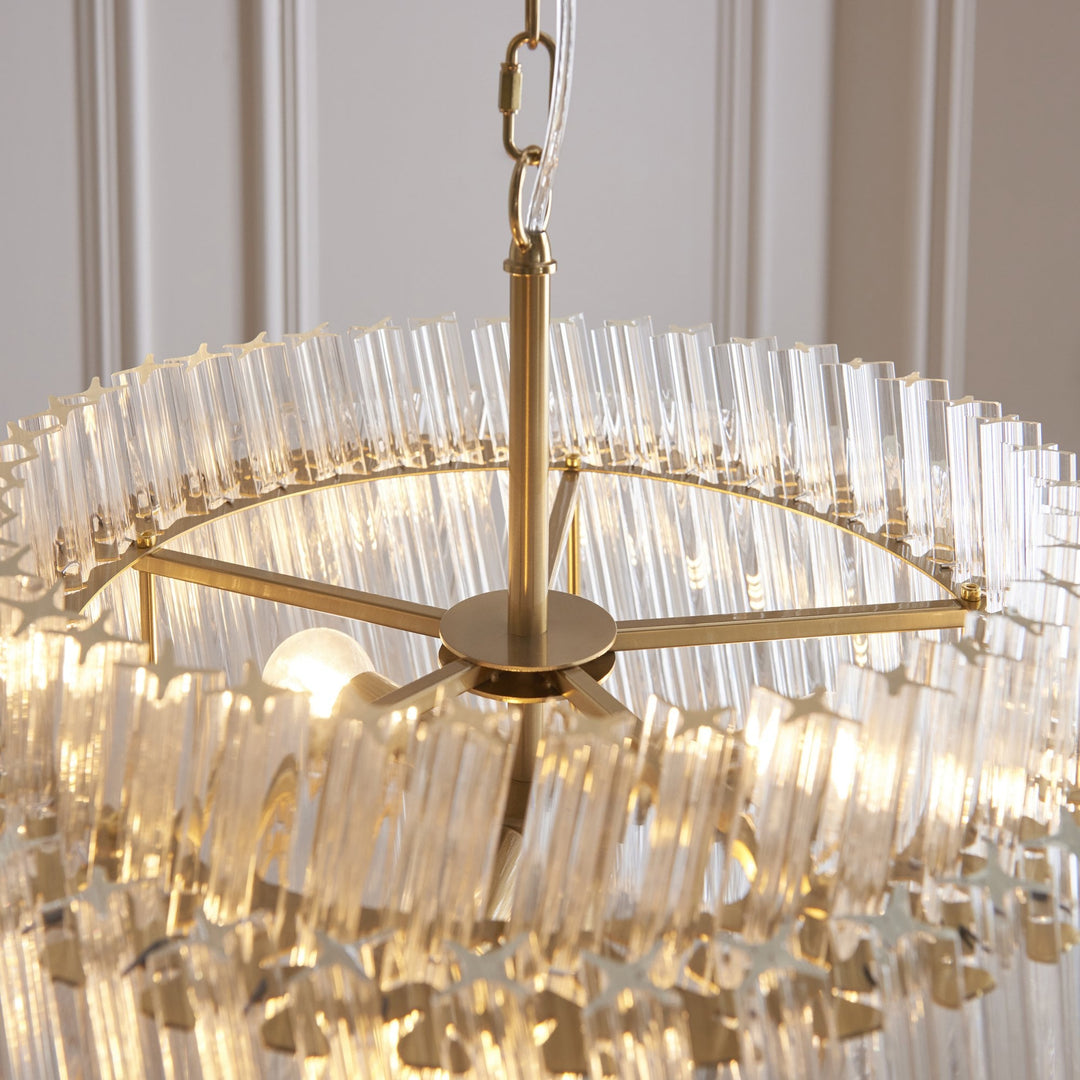 Endon 114214 3 Light Pendant Brushed Aged Brass Plate & Clear Glass
