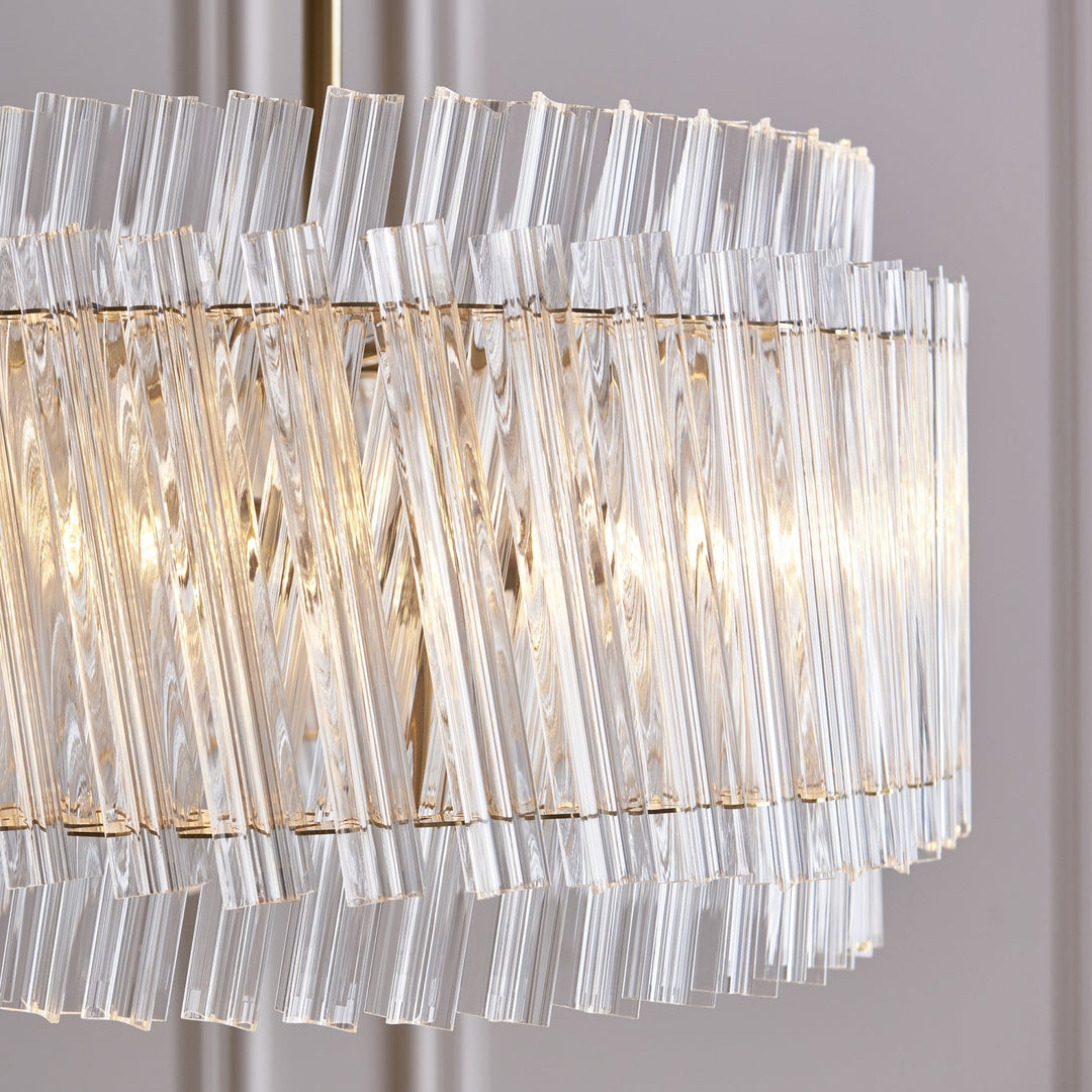 Endon 114214 3 Light Pendant Brushed Aged Brass Plate & Clear Glass