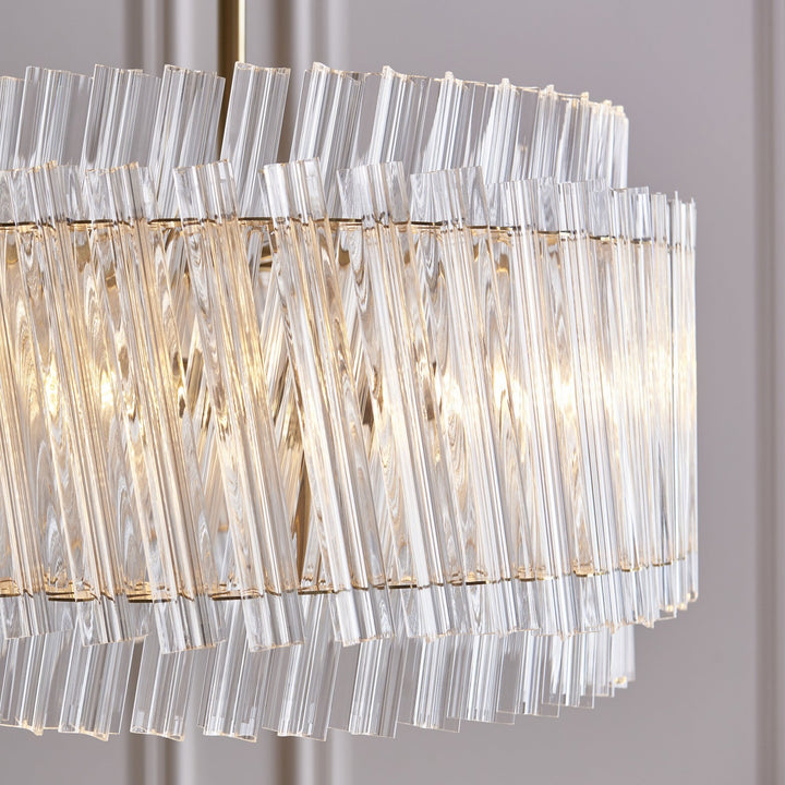 Endon 114214 3 Light Pendant Brushed Aged Brass Plate & Clear Glass