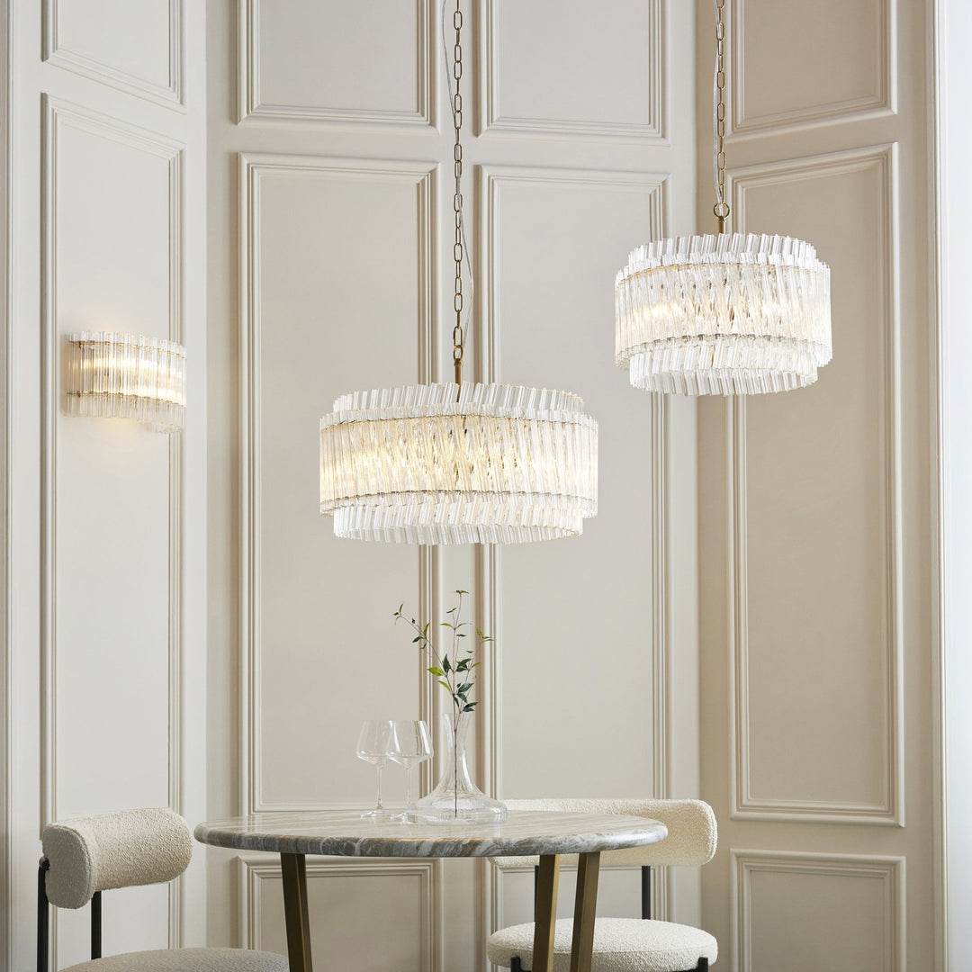 Endon 114214 3 Light Pendant Brushed Aged Brass Plate & Clear Glass