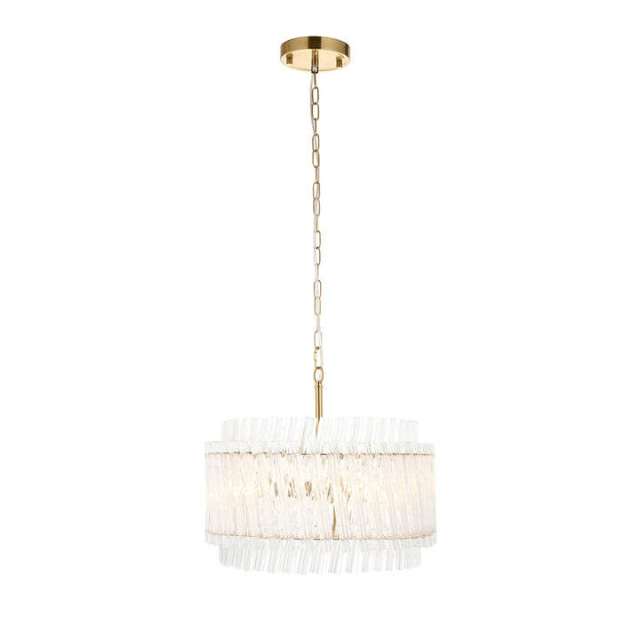 Endon 114214 3 Light Pendant Brushed Aged Brass Plate & Clear Glass