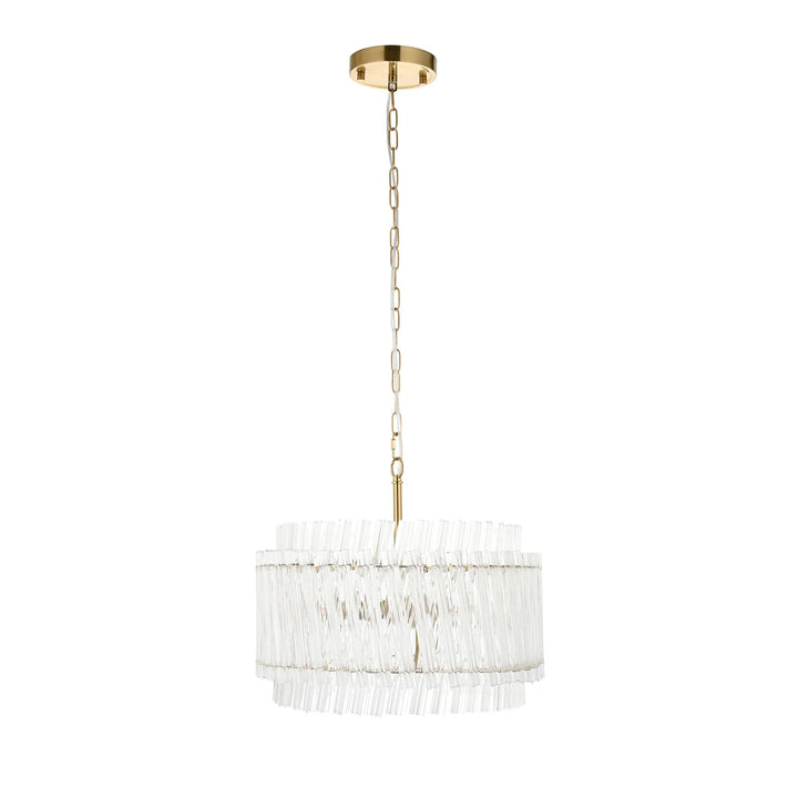 Endon 114214 3 Light Pendant Brushed Aged Brass Plate & Clear Glass