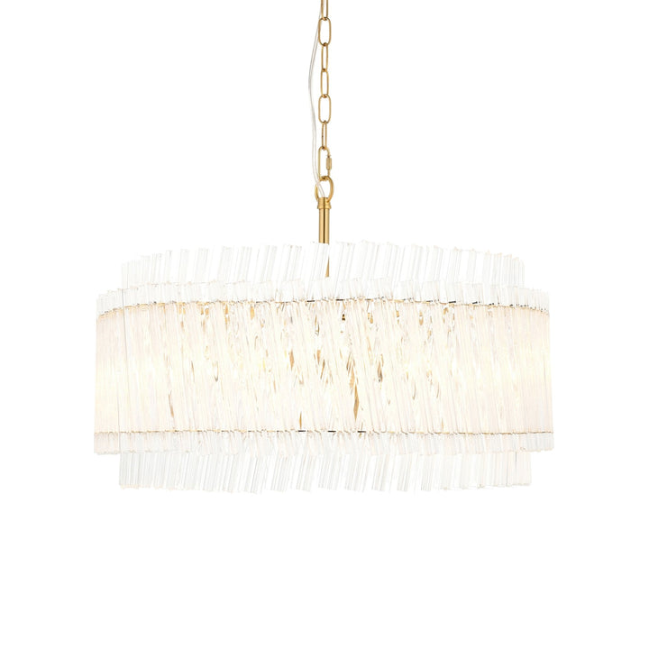 Endon 114215 5 Light Pendant Brushed Aged Brass Plate & Clear Glass