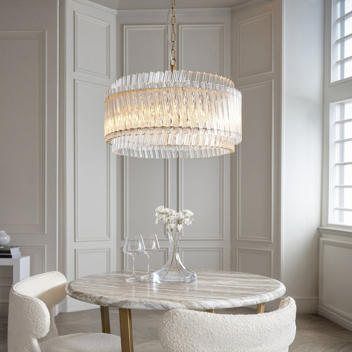 Endon 114215 5 Light Pendant Brushed Aged Brass Plate & Clear Glass