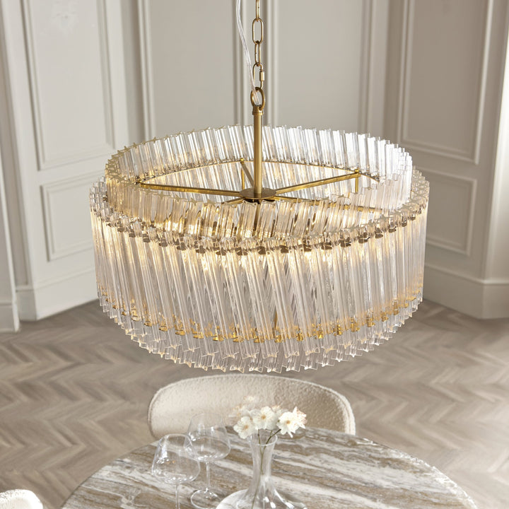 Endon 114215 5 Light Pendant Brushed Aged Brass Plate & Clear Glass