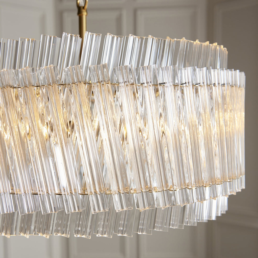 Endon 114215 5 Light Pendant Brushed Aged Brass Plate & Clear Glass