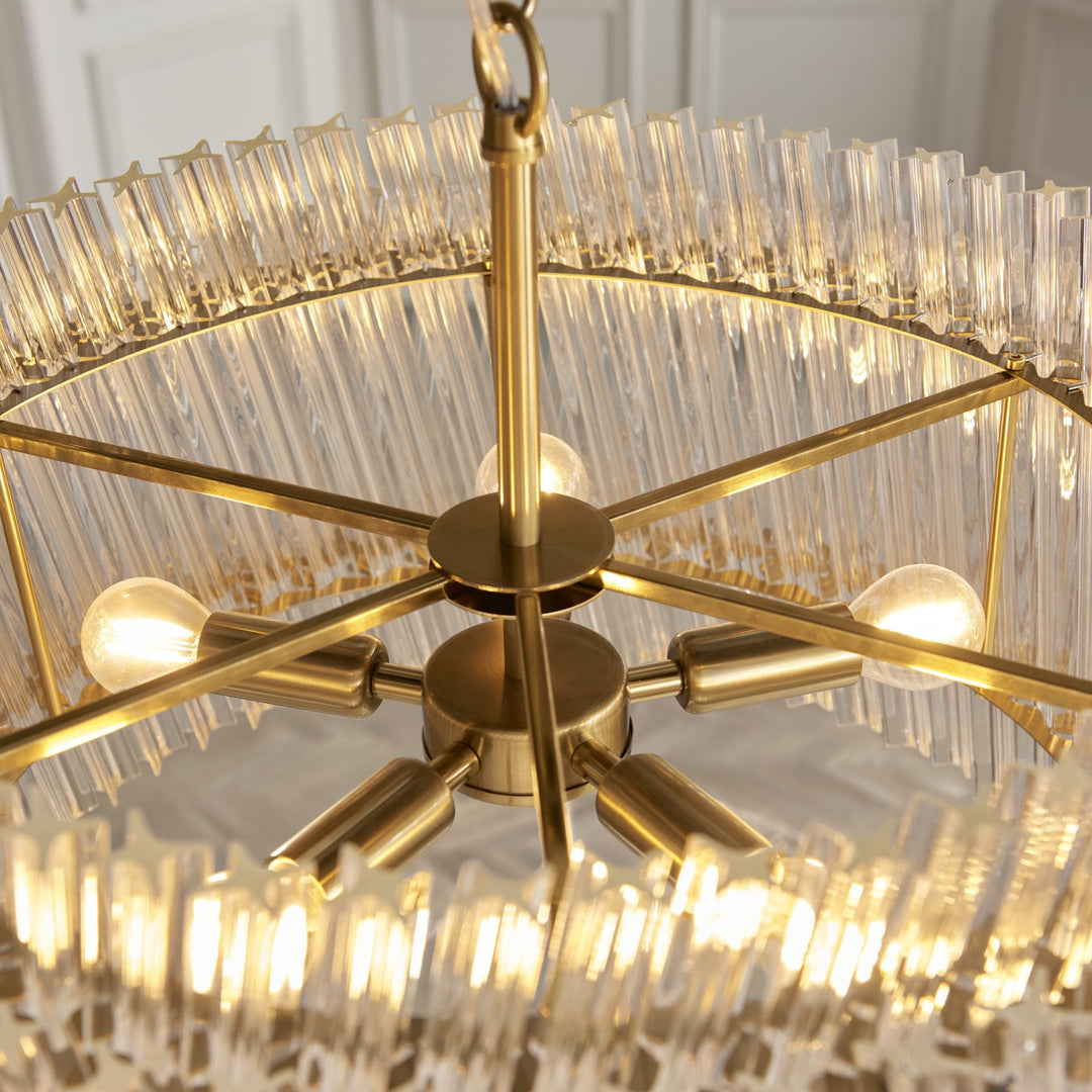 Endon 114215 5 Light Pendant Brushed Aged Brass Plate & Clear Glass