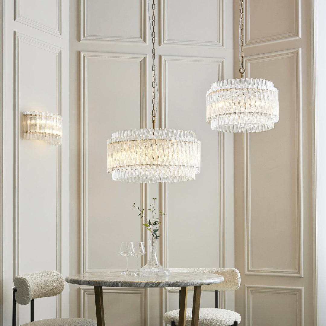 Endon 114215 5 Light Pendant Brushed Aged Brass Plate & Clear Glass