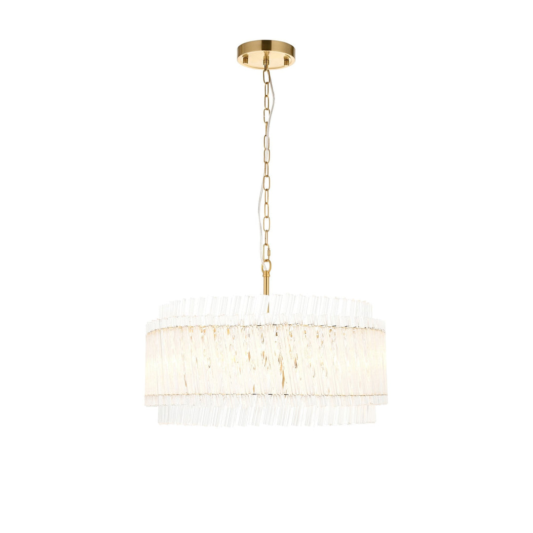 Endon 114215 5 Light Pendant Brushed Aged Brass Plate & Clear Glass