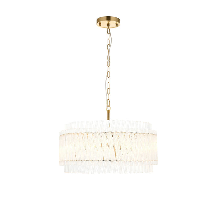 Endon 114215 5 Light Pendant Brushed Aged Brass Plate & Clear Glass