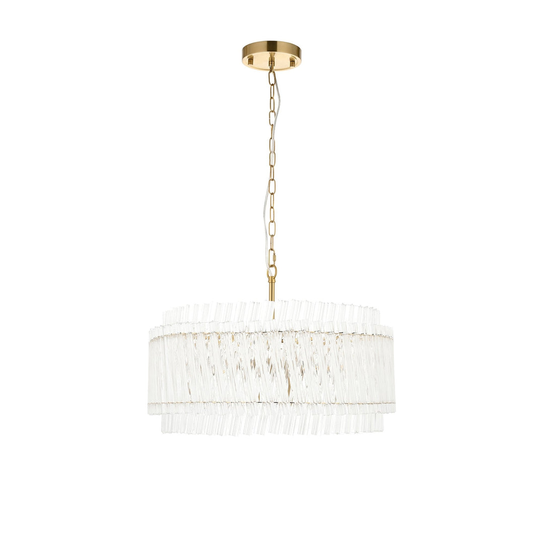 Endon 114215 5 Light Pendant Brushed Aged Brass Plate & Clear Glass