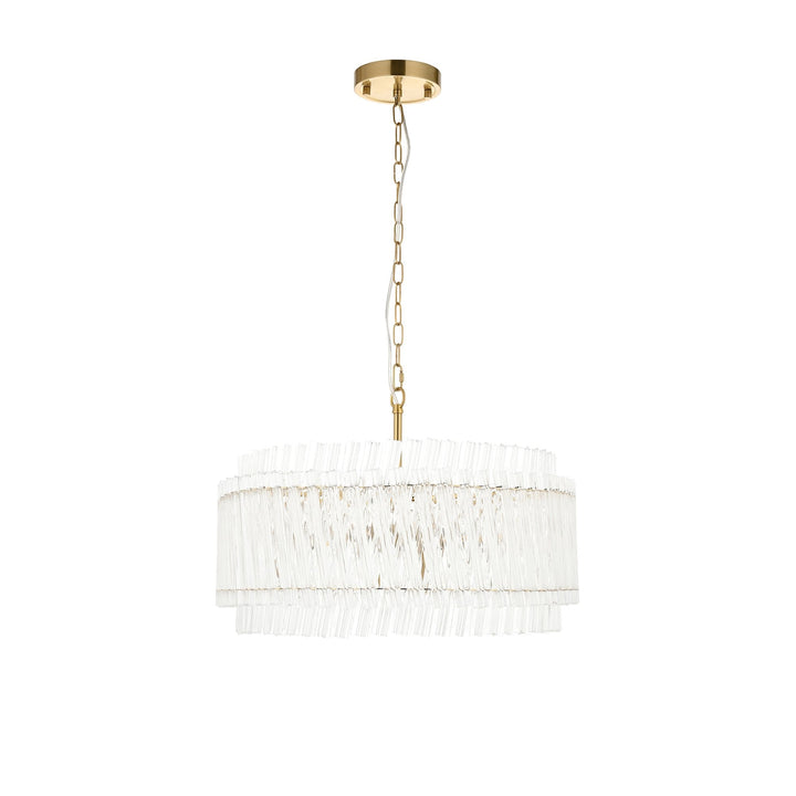 Endon 114215 5 Light Pendant Brushed Aged Brass Plate & Clear Glass