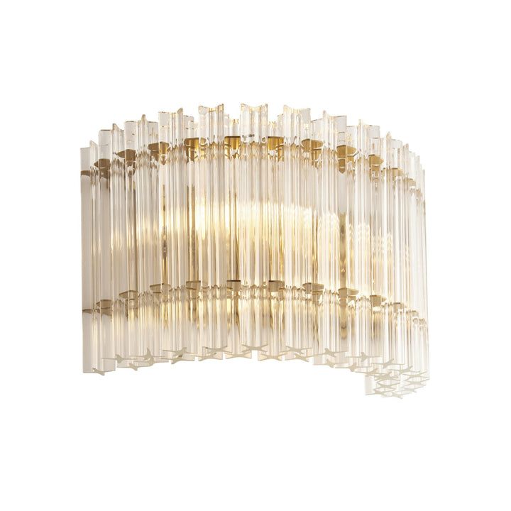 Endon 114217 2 Light Wall Light Brushed Aged Brass Plate & Clear Glass