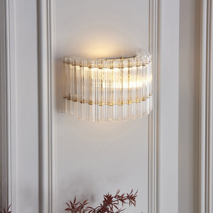Endon 114217 2 Light Wall Light Brushed Aged Brass Plate & Clear Glass