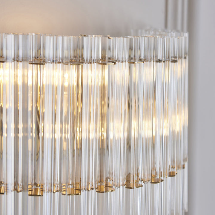 Endon 114217 2 Light Wall Light Brushed Aged Brass Plate & Clear Glass