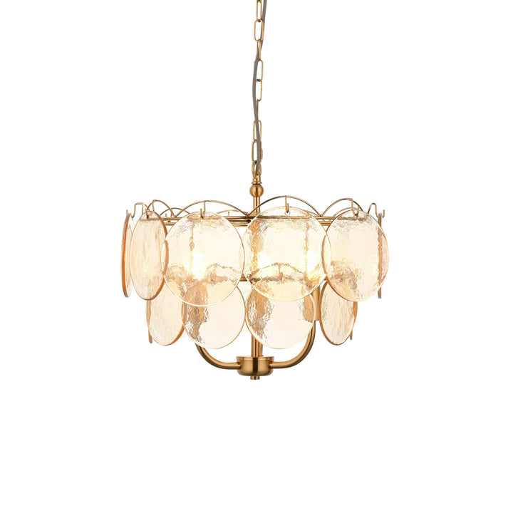 Endon 118602 3 Light Pendant Brushed Aged Brass Plate & Handmade Champagne Glass