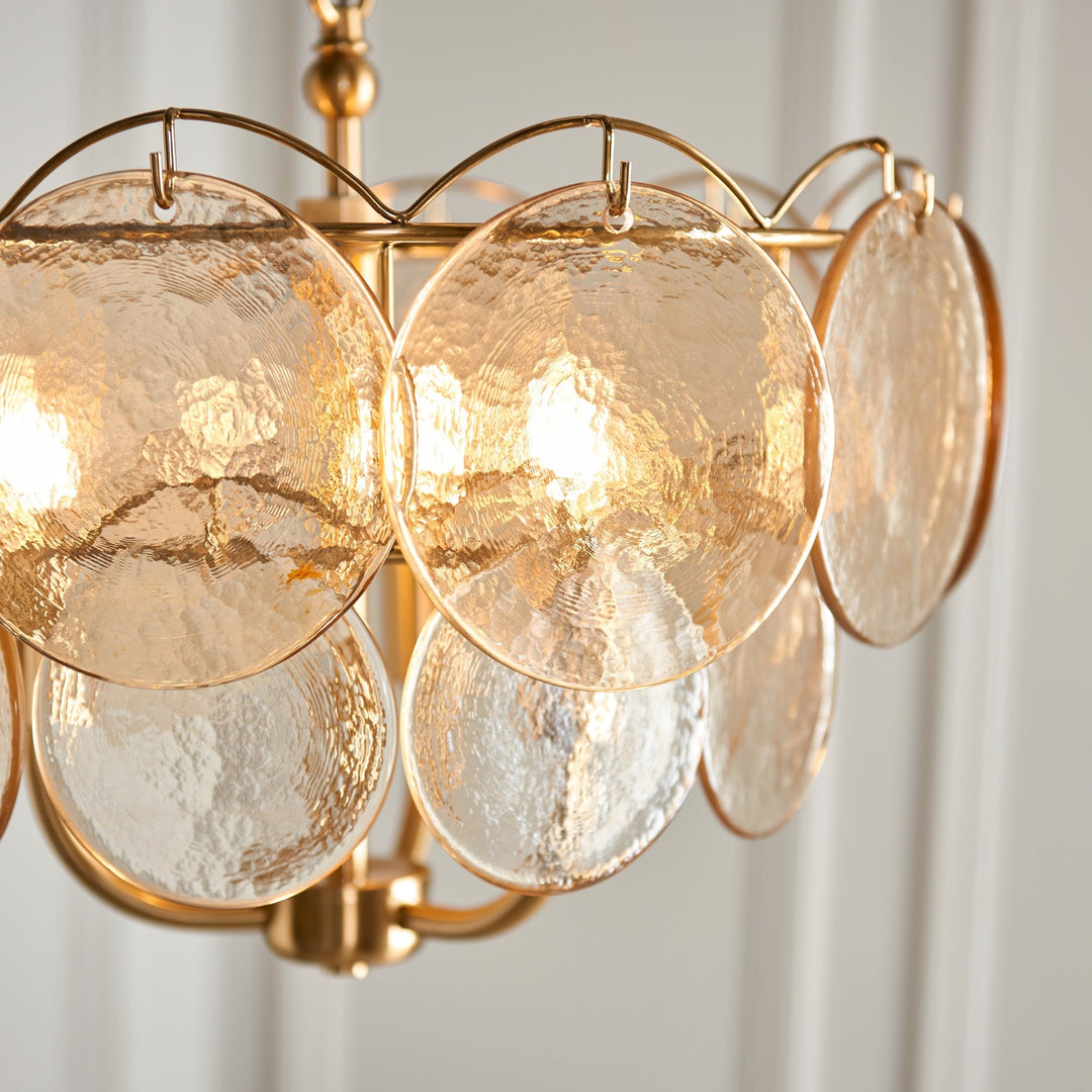 Endon 118602 3 Light Pendant Brushed Aged Brass Plate & Handmade Champagne Glass