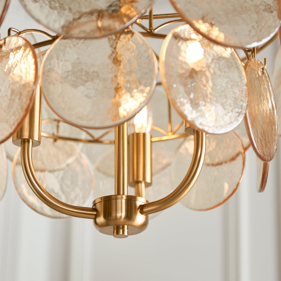 Endon 118602 3 Light Pendant Brushed Aged Brass Plate & Handmade Champagne Glass