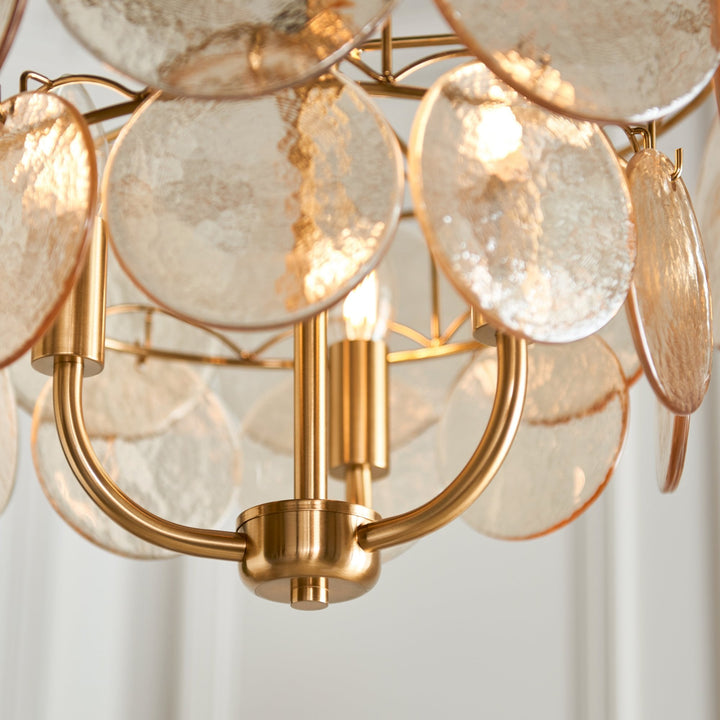 Endon 118602 3 Light Pendant Brushed Aged Brass Plate & Handmade Champagne Glass