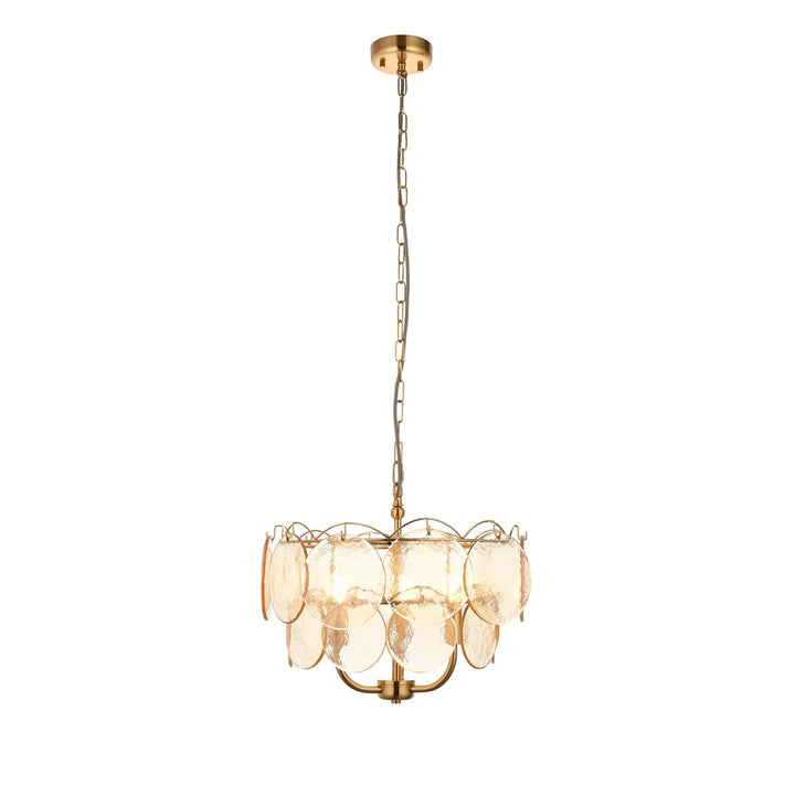 Endon 118602 3 Light Pendant Brushed Aged Brass Plate & Handmade Champagne Glass