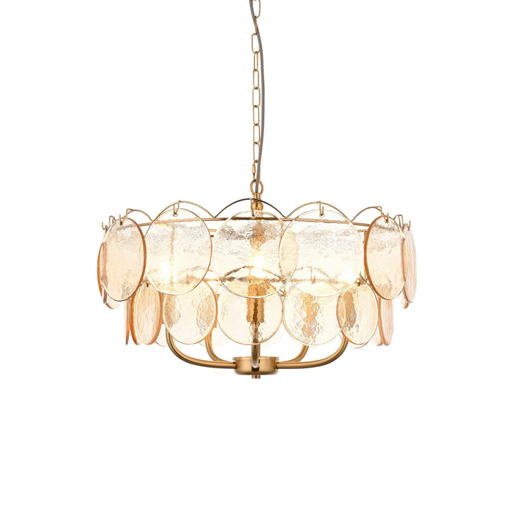 Endon 118603 5 Light Pendant Brushed Aged Brass Plate & Handmade Champagne Glass