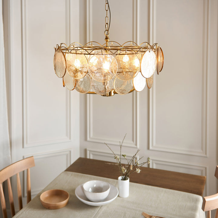 Endon 118603 5 Light Pendant Brushed Aged Brass Plate & Handmade Champagne Glass