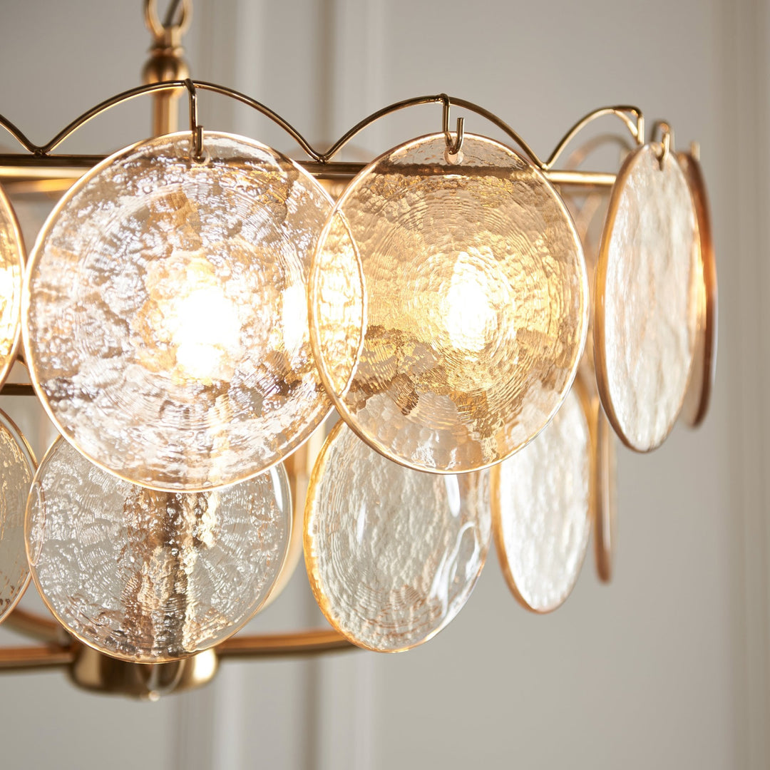 Endon 118603 5 Light Pendant Brushed Aged Brass Plate & Handmade Champagne Glass