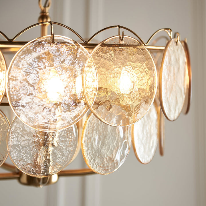 Endon 118603 5 Light Pendant Brushed Aged Brass Plate & Handmade Champagne Glass