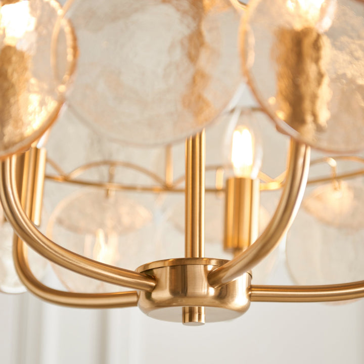 Endon 118603 5 Light Pendant Brushed Aged Brass Plate & Handmade Champagne Glass