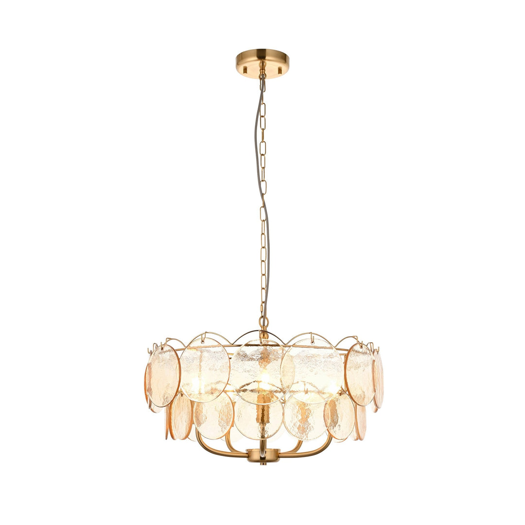 Endon 118603 5 Light Pendant Brushed Aged Brass Plate & Handmade Champagne Glass