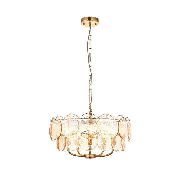 Endon 118603 5 Light Pendant Brushed Aged Brass Plate & Handmade Champagne Glass