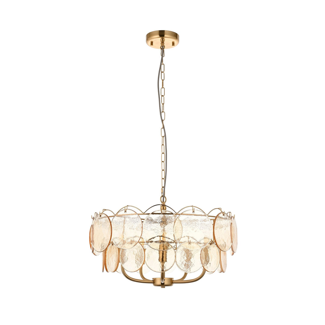 Endon 118603 5 Light Pendant Brushed Aged Brass Plate & Handmade Champagne Glass