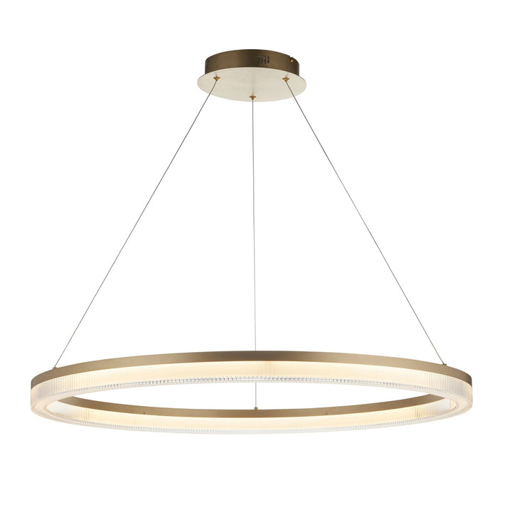 Endon 120549 LED Pendant Brushed Gold Plated Finish & Opal Ribbed Acrylic