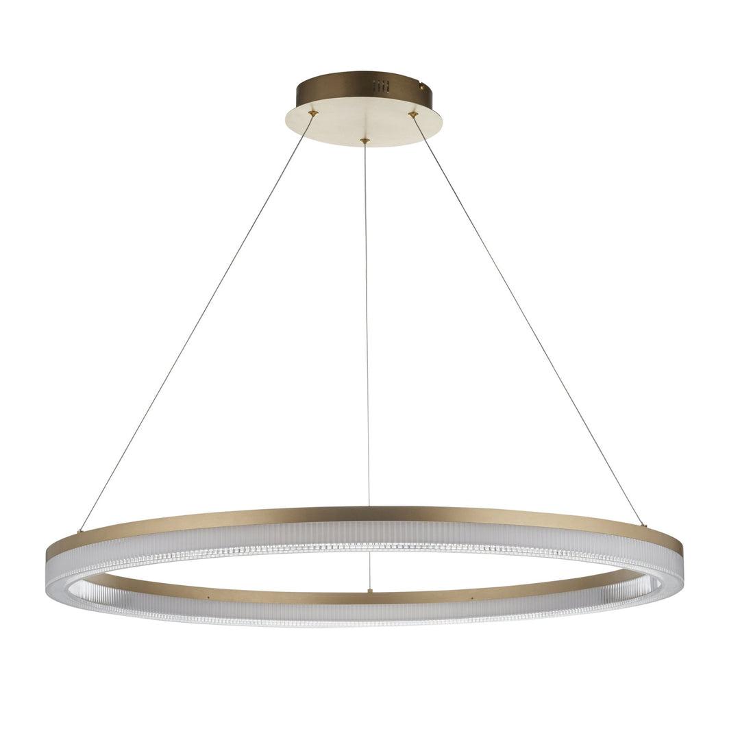 Endon 120549 LED Pendant Brushed Gold Plated Finish & Opal Ribbed Acrylic
