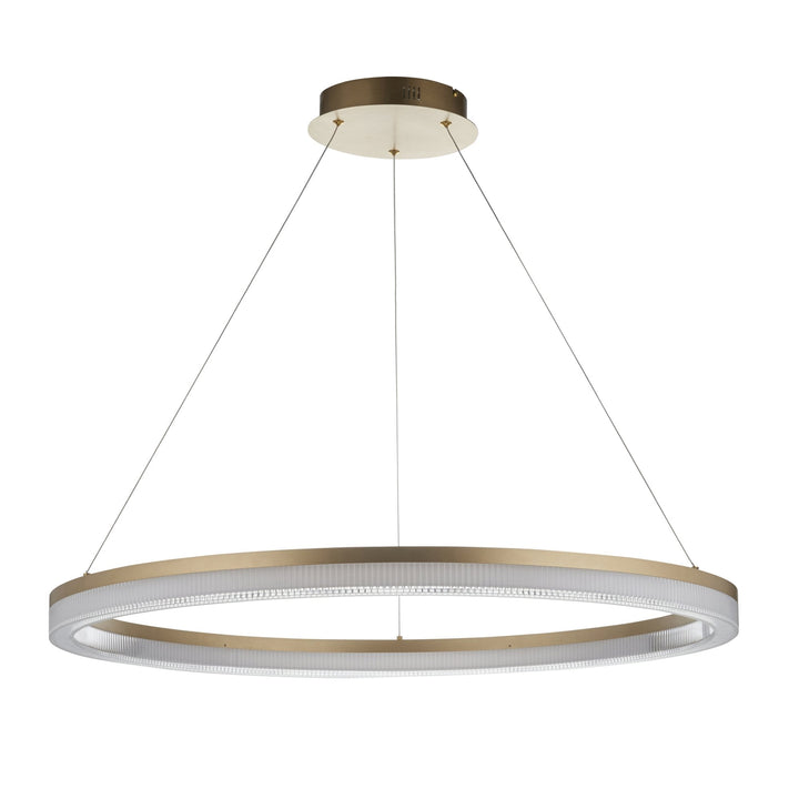 Endon 120549 LED Pendant Brushed Gold Plated Finish & Opal Ribbed Acrylic