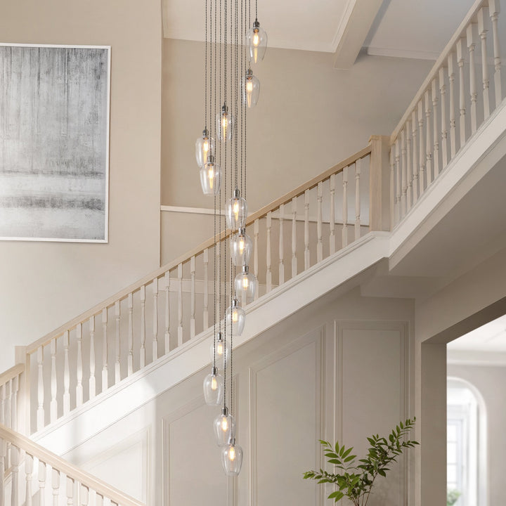 Endon 120641 13 Light Pendant Bright Nickel Plate & Clear Glass