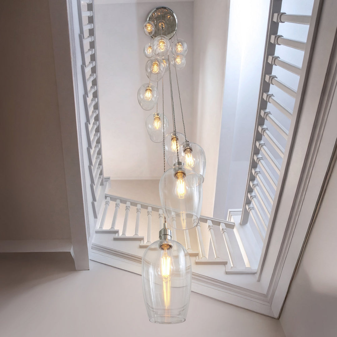 Endon 120641 13 Light Pendant Bright Nickel Plate & Clear Glass