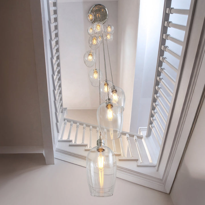 Endon 120641 13 Light Pendant Bright Nickel Plate & Clear Glass