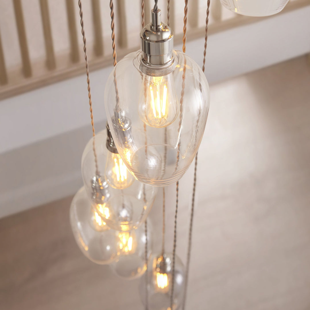 Endon 120641 13 Light Pendant Bright Nickel Plate & Clear Glass