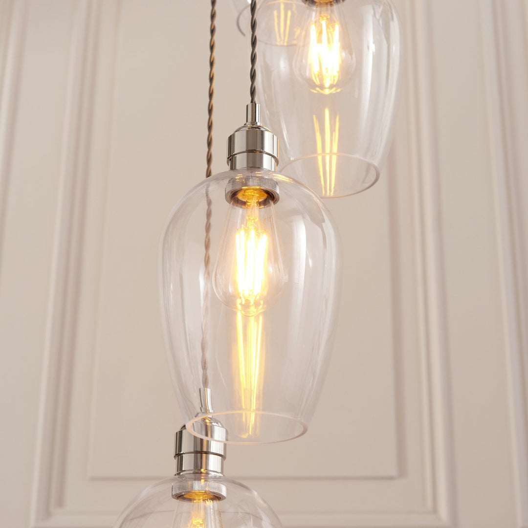 Endon 120641 13 Light Pendant Bright Nickel Plate & Clear Glass