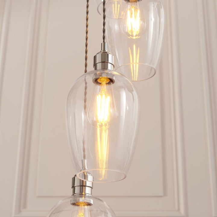 Endon 120641 13 Light Pendant Bright Nickel Plate & Clear Glass