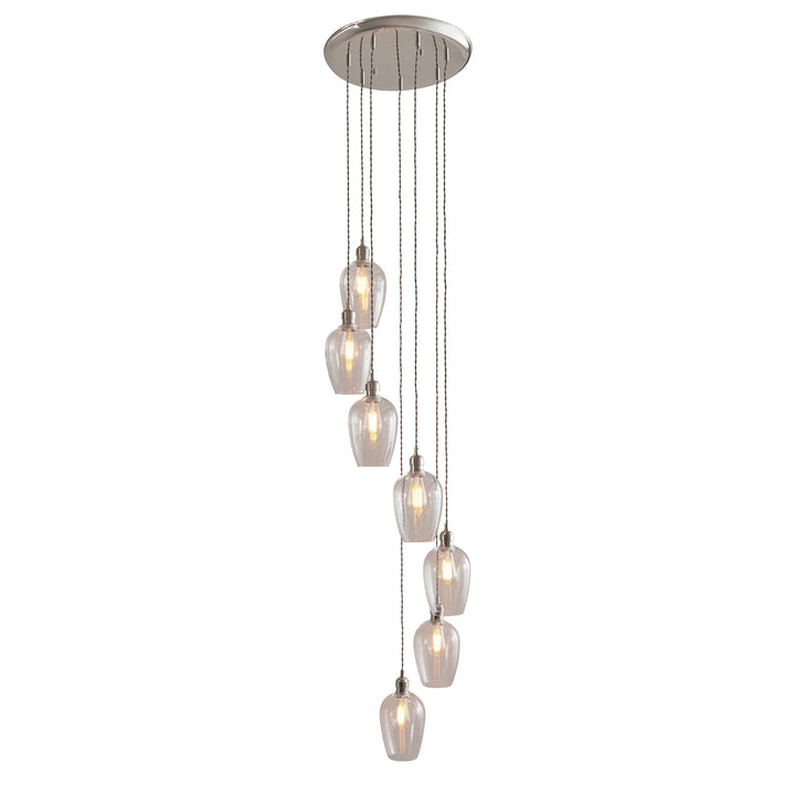 Endon 120642 7 Light Pendant Bright Nickel Plate & Clear Glass