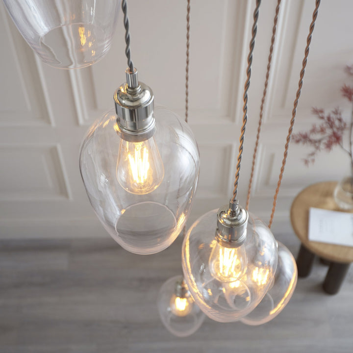 Endon 120642 7 Light Pendant Bright Nickel Plate & Clear Glass