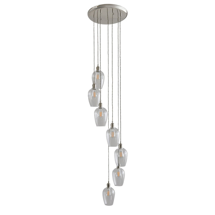 Endon 120642 7 Light Pendant Bright Nickel Plate & Clear Glass