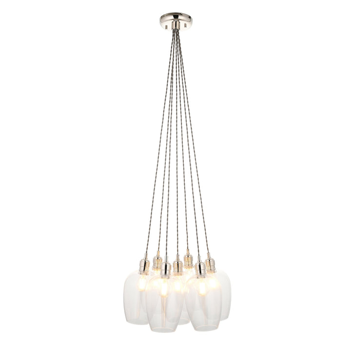 Endon 120643 7 Light Pendant Bright Nickel Plate & Clear Glass