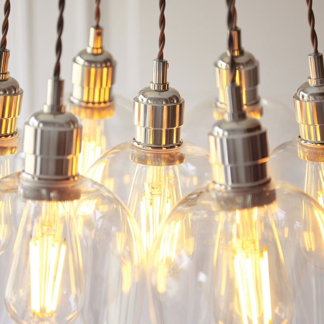 Endon 120643 7 Light Pendant Bright Nickel Plate & Clear Glass