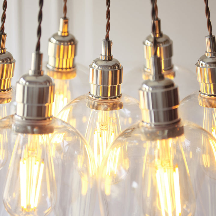 Endon 120643 7 Light Pendant Bright Nickel Plate & Clear Glass