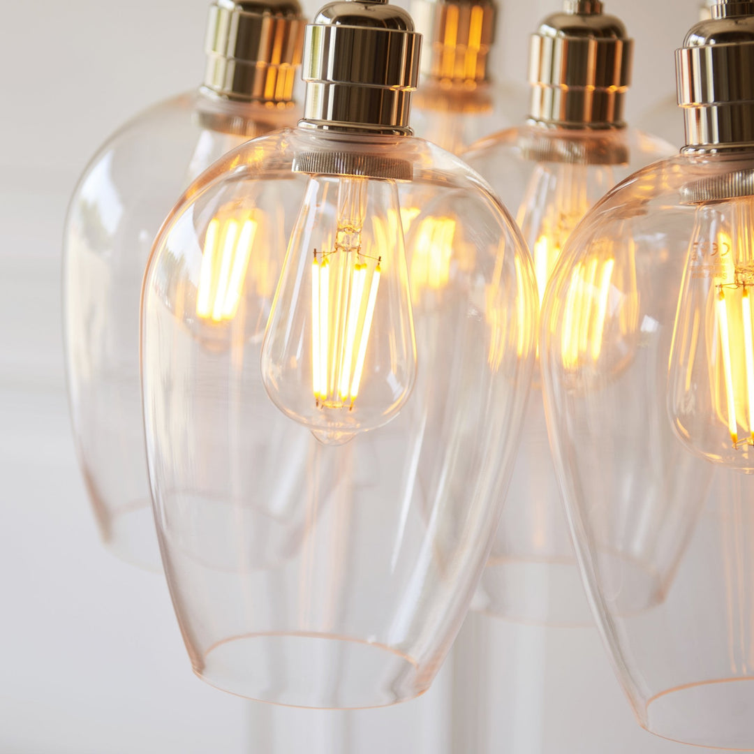 Endon 120643 7 Light Pendant Bright Nickel Plate & Clear Glass