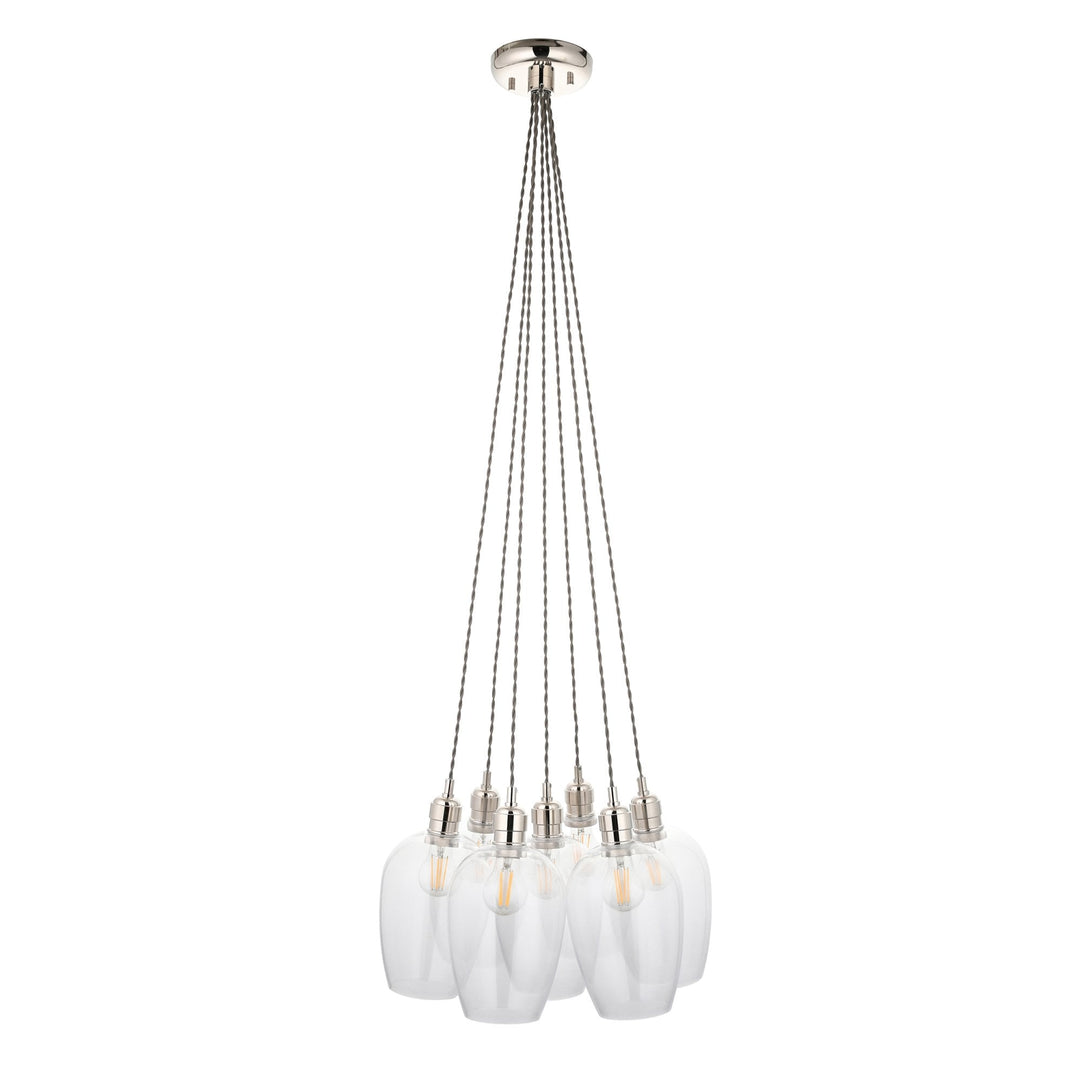 Endon 120643 7 Light Pendant Bright Nickel Plate & Clear Glass